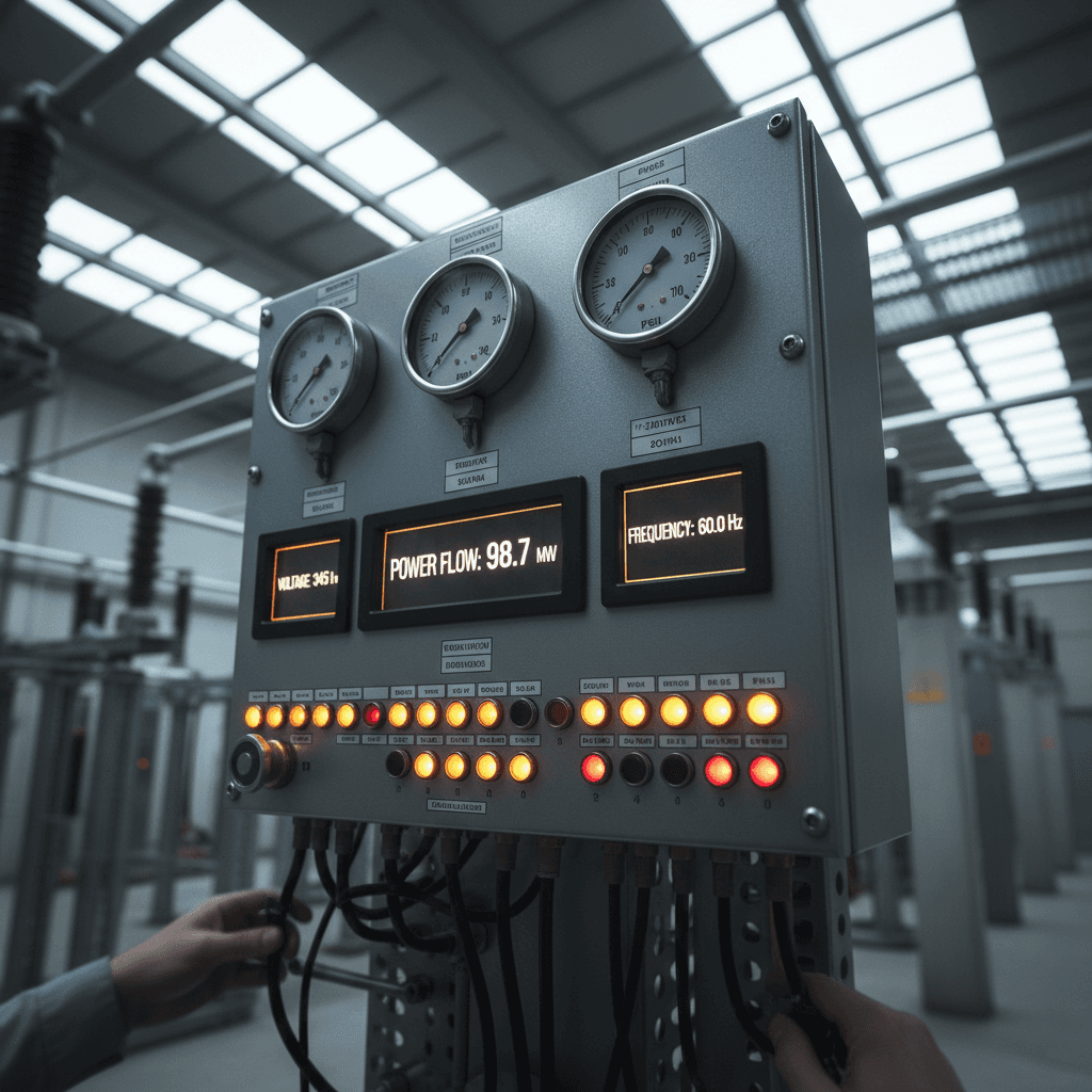 Sound level meter next to generator control panel